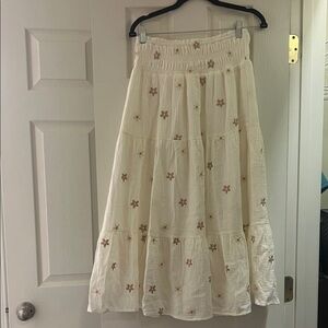 Altar'd State Cream Floral A-Line Skirt